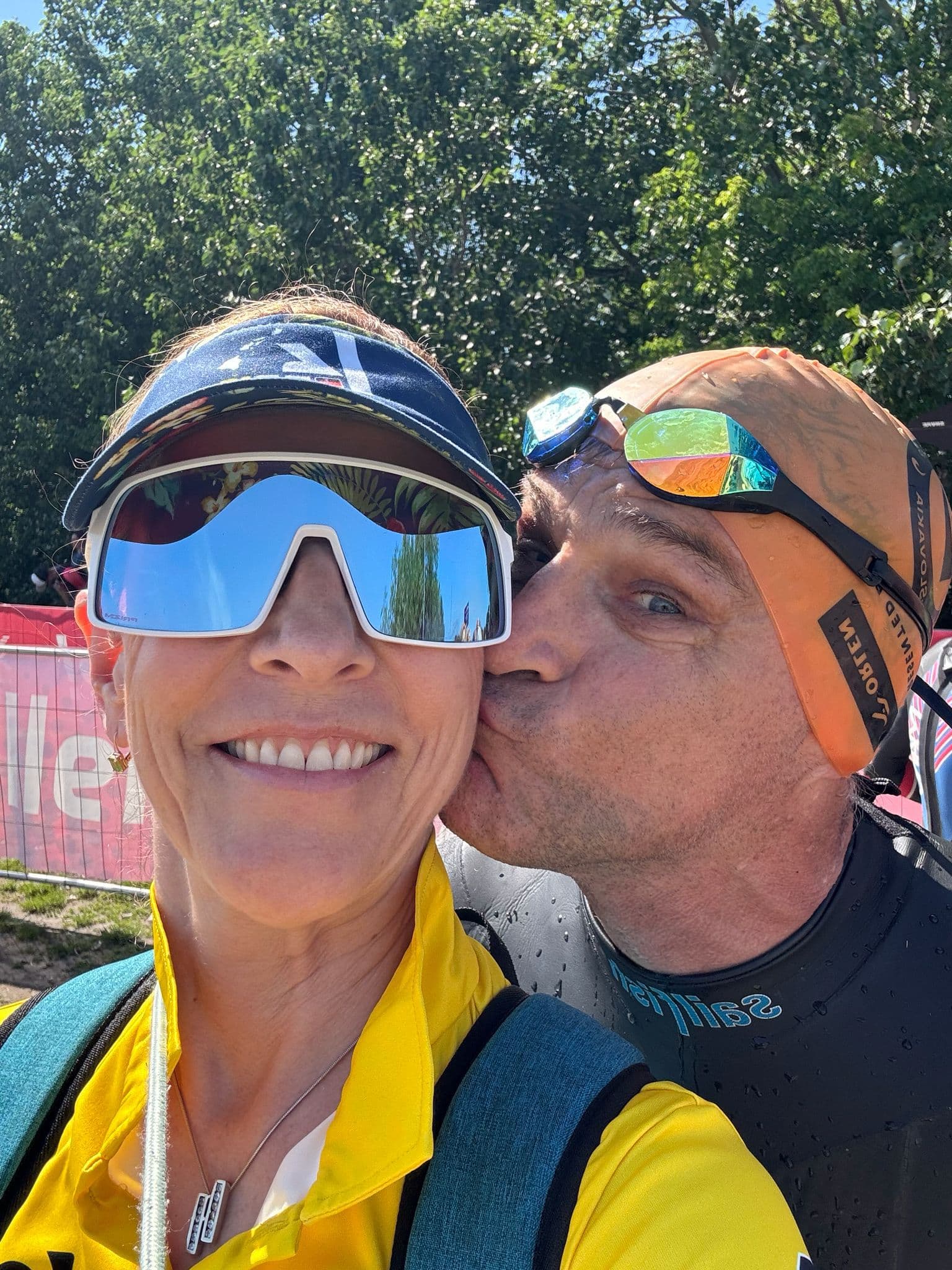 Vor dem Schwimmstart mit Martina